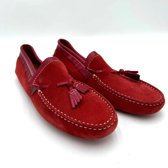 TOD'S Casual Dress Shoes Red Suede Leather Moccasin Driver Loafers Sz Size EU 40